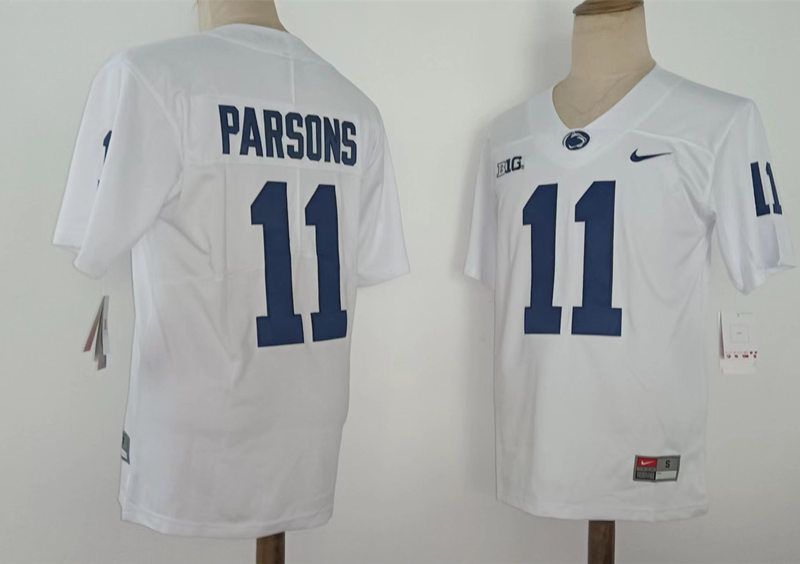 Men Penn State Natty Lions #11 Parsons White Nike 2025 NCAA Jersey